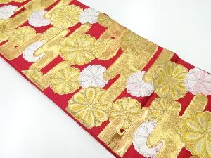 アンティーク　ヱ霞に菊模様織出し袋帯（材料）